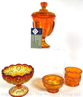 Four (4) Pieces of Orange Uranium Art Glass