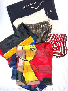 Group of Silk and Sequined Scarves Including Vera & Picasso