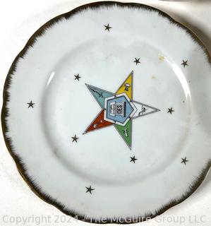 Nine (9) Porcelain Masonic Decorated Plates