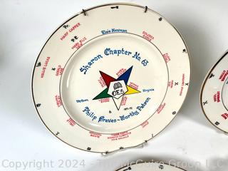 Nine (9) Porcelain Masonic Decorated Plates