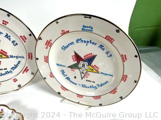 Nine (9) Porcelain Masonic Decorated Plates