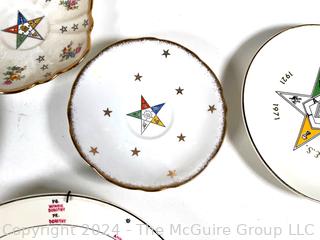 Nine (9) Porcelain Masonic Decorated Plates