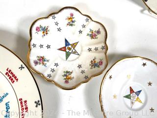 Nine (9) Porcelain Masonic Decorated Plates