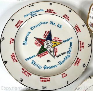 Nine (9) Porcelain Masonic Decorated Plates