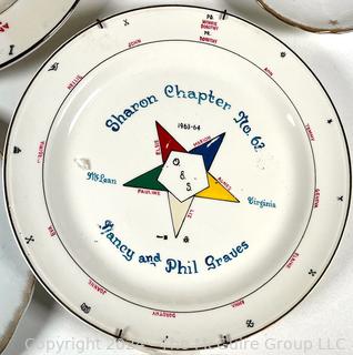 Nine (9) Porcelain Masonic Decorated Plates