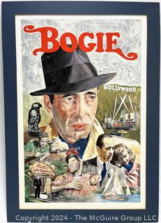 Unframed Original Paint on Paper of Humphrey Bogart Signed by Artist Douglas Edwards.