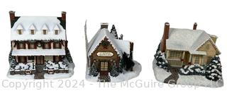 Three (3) Hawthorn Village Christmas Village Lighted Houses.