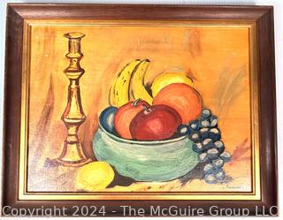 Framed Oil on Canvas of Still Life Signed by Artist Kingsley.  14" x 18"