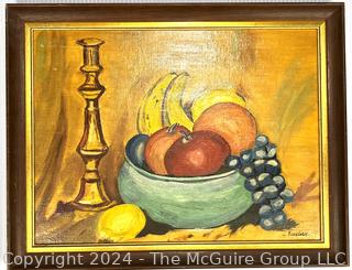 Framed Oil on Canvas of Still Life Signed by Artist Kingsley.  14" x 18"