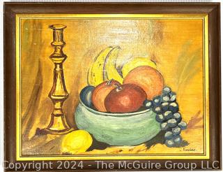 Framed Oil on Canvas of Still Life Signed by Artist Kingsley.  14" x 18"