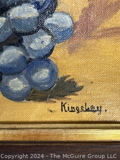 Framed Oil on Canvas of Still Life Signed by Artist Kingsley.  14" x 18"