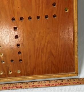 Primitive Hand Made Wooden Aggravation Game Board with Handle.  25" square.