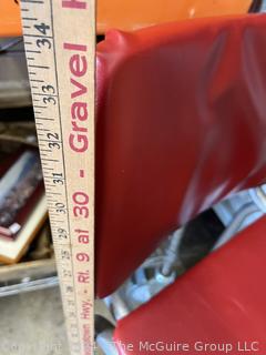 Red Vinyl and Chrome Kitchen Stool.  34" tall.