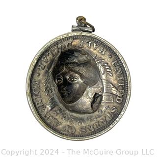 1912 Barber Half Dollar Bas-Relief Coin Art Pendant. 11.9g