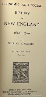 Two (2) Volume Set of Economic & Social History of New England, 1620-1789 by William B Weeden, 1890