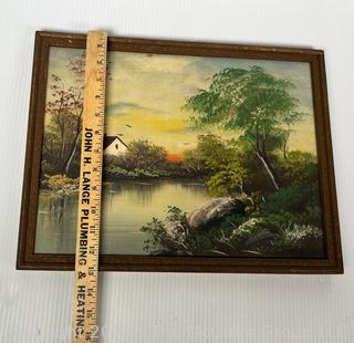 Framed Oil on Board of Landscape Signed by Artist Geraldine Darwood (American, 20th century).  13" x 17"