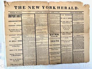 April 15, 1865 Edition of The New York Herald.  