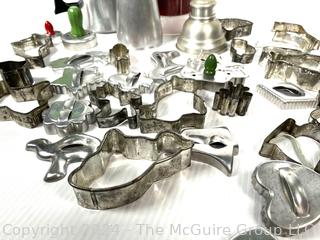 Collection of Cookie Cutters, Hand Chopper, Stove Top Coffee Pot and Cocktail Shaker