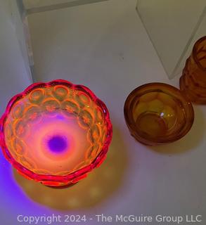 Four (4) Pieces of Orange Uranium Art Glass