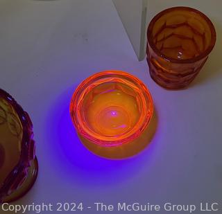 Four (4) Pieces of Orange Uranium Art Glass