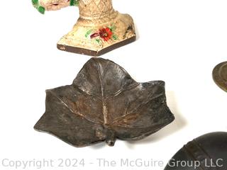 Decorative Items Including Cast Iron Flower Basket Door Stop