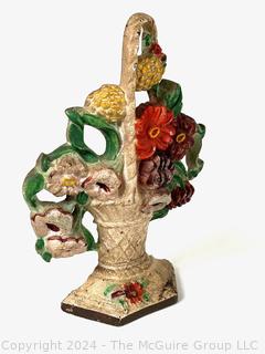 Decorative Items Including Cast Iron Flower Basket Door Stop