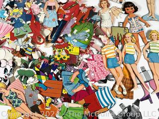 Collection of Cut Paper Dolls and Clothes.