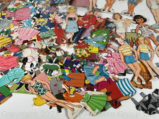 Collection of Cut Paper Dolls and Clothes.