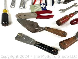 Group of Hand Tools Including Pliers, Wrenches, Trowels etc. 