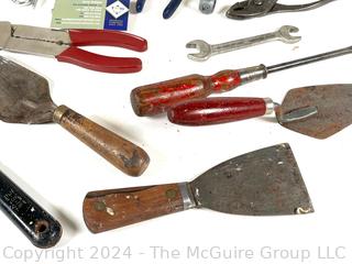 Group of Hand Tools Including Pliers, Wrenches, Trowels etc. 