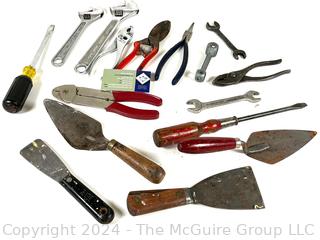 Group of Hand Tools Including Pliers, Wrenches, Trowels etc. 