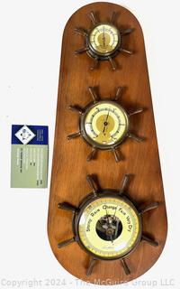 Three (3) Level Sears & Roebuck Wall Mount Temp, Relative Hum Barometer & West German Single Dial Barometer