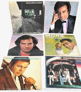 Six (6) Vinyl LP Records - Johnny Mathis, Neil Diamond, Roy Clark, The Oak Ridge Boys & Richard Harris