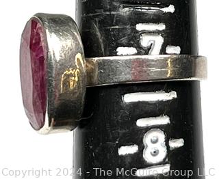 Two (2) Sterling Silver Rings with Inset Gem Stones Including Rough Cut Ruby. 9.3g