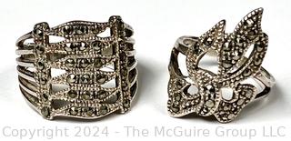 Two (2) Sterling Silver Marcasite Rings. 11.7g