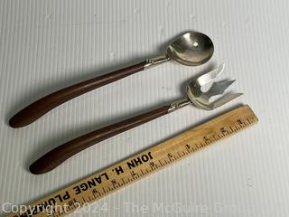 Taxco Sterling Silver Rosewood Handle Fork & Spoon Serving Utensils