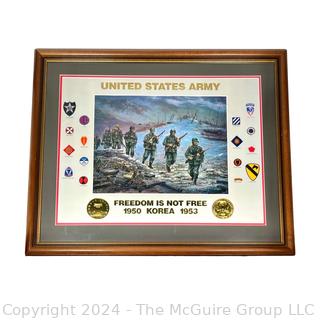 Framed Under Glass Army Freedom Is Not Free 1996 Korea Military Poster.  32" x 38"