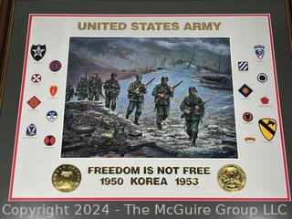 Framed Under Glass Army Freedom Is Not Free 1996 Korea Military Poster.  32" x 38"