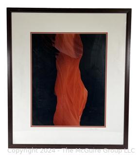 Framed Under Glass Large Format Color Photograph of Antelope Canyon Signed by Photographer Sam Pathi. 25" x 29"