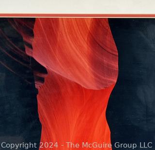 Framed Under Glass Large Format Color Photograph of Antelope Canyon Signed by Photographer Sam Pathi. 25" x 29"