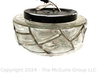 Mid Century Brutalist Glass Ceiling Mount Chandelier Pendant Light. 