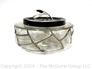 Mid Century Brutalist Glass Ceiling Mount Chandelier Pendant Light. 