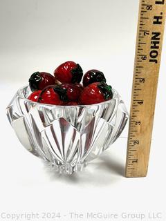 Orrefors Crystal "Zodiac" Signed Bowl with Hand Blown Glass Strawberries 