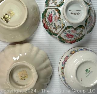 Four (4) Porcelain Bowls Including Lenox and Wedgwood Bridal Wreath. 