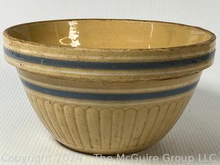 Early Yellow Ware Farmhouse Mixing Bowl.  11" diameter.