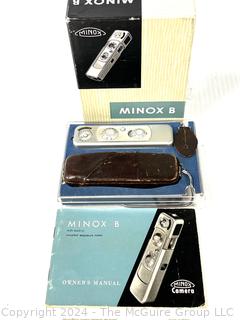 Minox B Chrome Subminiature Spy Camera in Box with Leather Case.