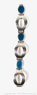 Sterling Silver with Blue Enamel Chunky Bracelet.  78.3 grams