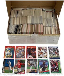 Box of MLB Baseball and NFL Football Trading Cards