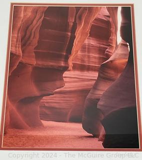 Framed Under Glass Large Format Color Photograph of Antelope Canyon Signed by Photographer Sam Pathi. 17" x 21"