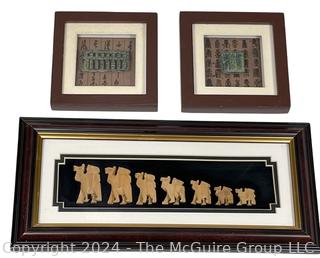 Three (3) Framed Wall Art Souvenir Travel Pieces